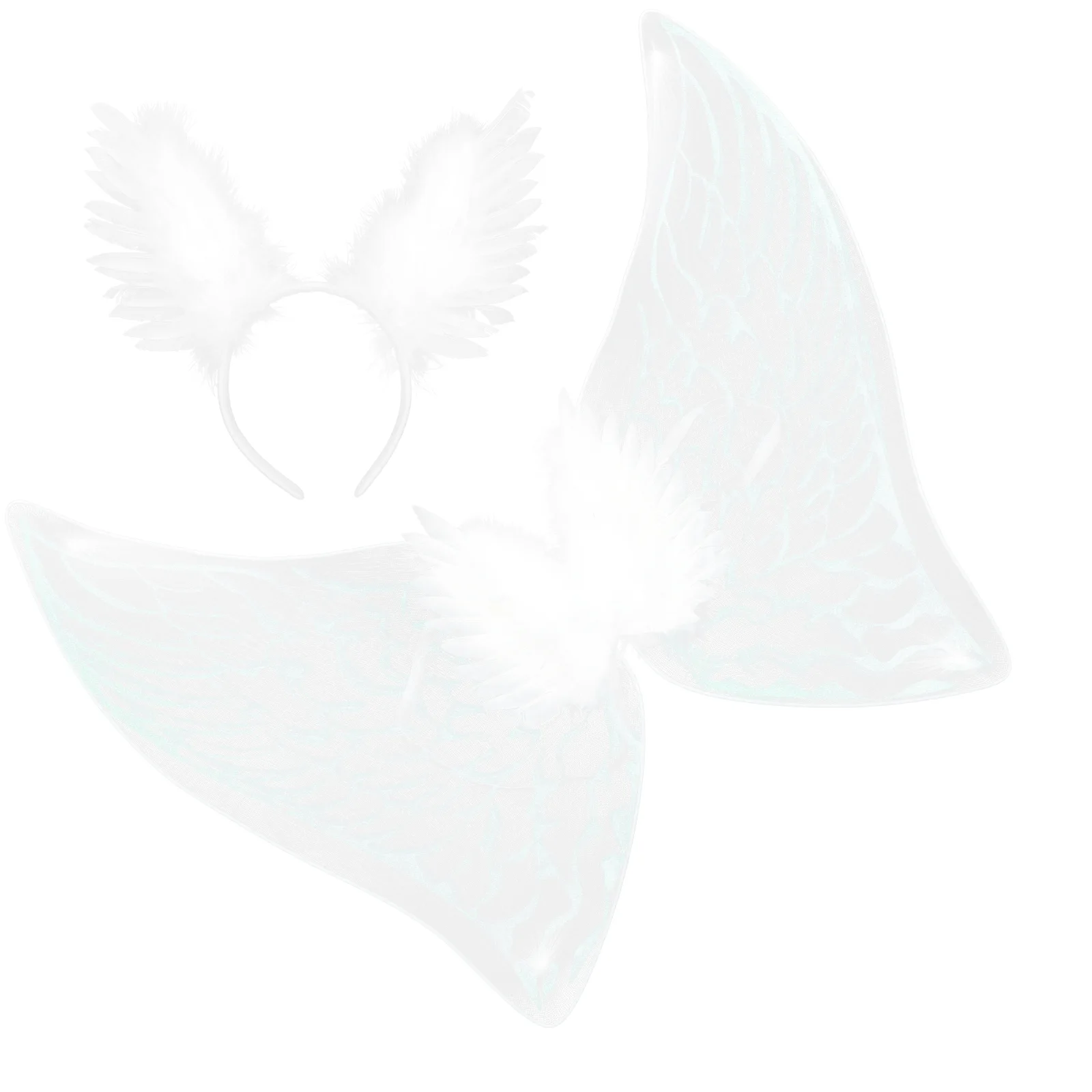 

Angel Wings Costume for Party Girls Headbands Set Performance Decorative Prop Hair