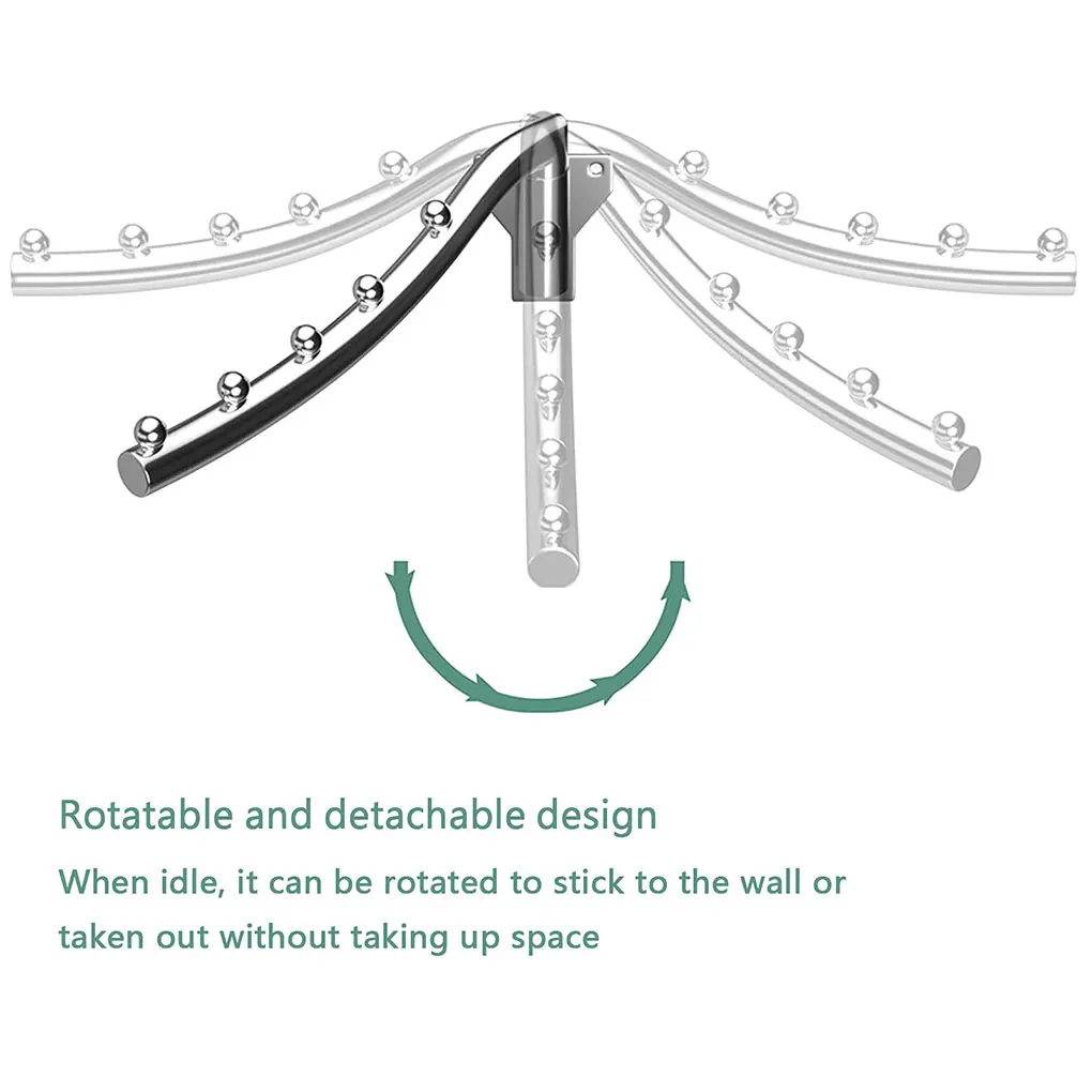 2pcs/set 180&deg;Foldable Wall Mounted Clothes Hanger Rack For Laundry Room Clothes Rail Wall Mounted