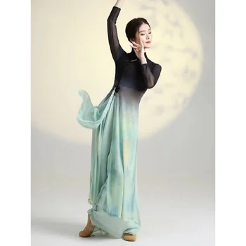 Abbigliamento da ballo classico donna Cheongsam Charm Yarn abbigliamento cinese Folk Dance Stage Performance Practice costumi vestiti quotidiani
