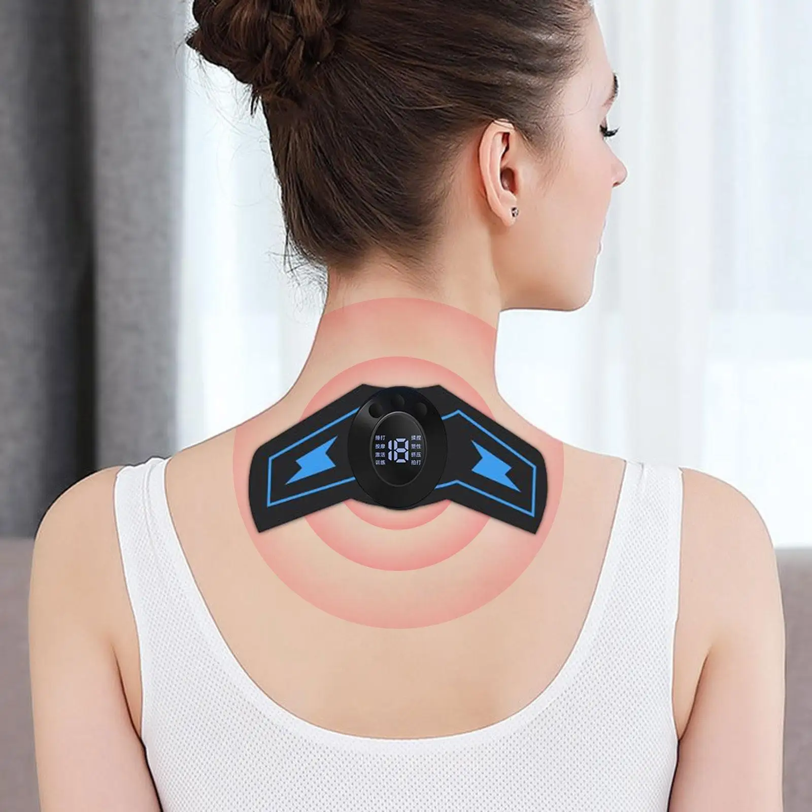 

Cervical Spine Massage Sticker Easy to Carry Electric Massage Pad Mini Electric Neck Massager for Neck Shoulder Whole Body Leg