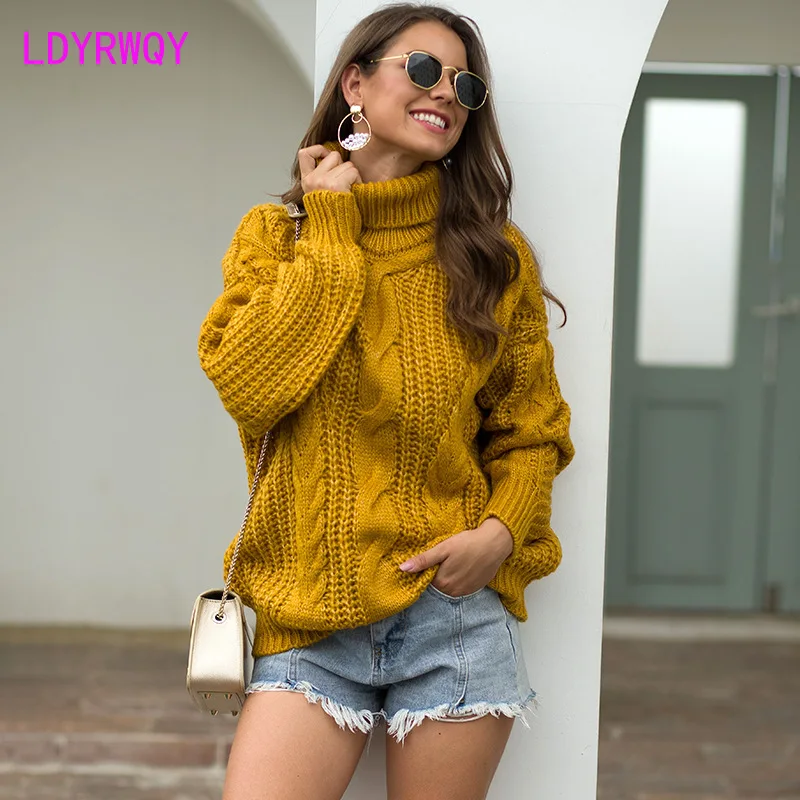 

Autumn and Winter 2023 New College Knit Women's Thick Thread Fried Dough Twists High Collar Pullover Sweater Women