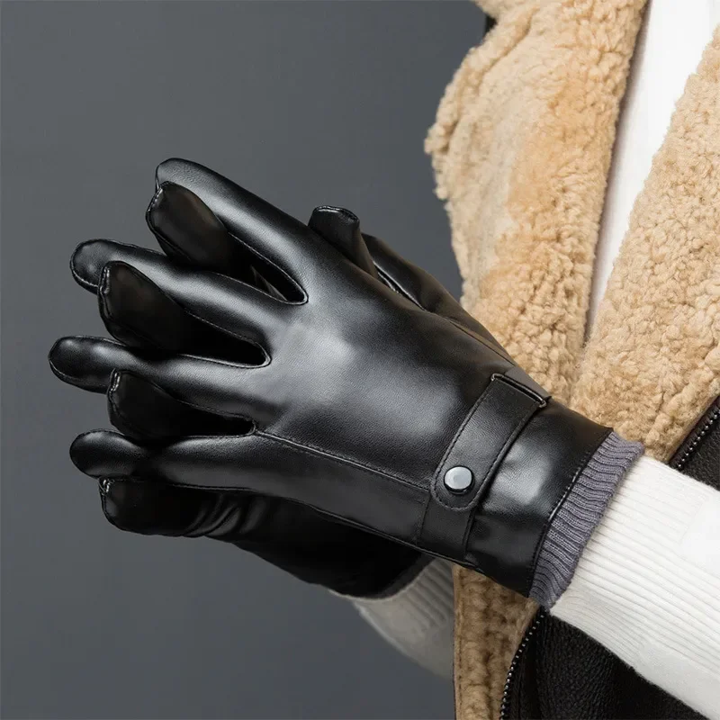 Guanti Invernali Uomo In Pelle Con Touch Screen | Fodera In Velluto | Taglie M-XL | Per Freddo Intenso - Foto 9