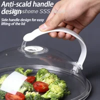 【S】Couvercle anti-éclaboussures pour micro-ondes, couvercle de chauffage pour four domestique, couvercle transparent pour assiette, poignée, ustensiles de cuisine 4