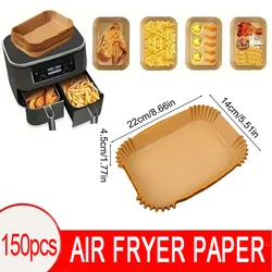Pack of 50/100 Non - Stick Disposable Baking Papers for Air Fryers and Ovens - Grease - Absorbing, Square/Round Liners (22cm - 150pcs)