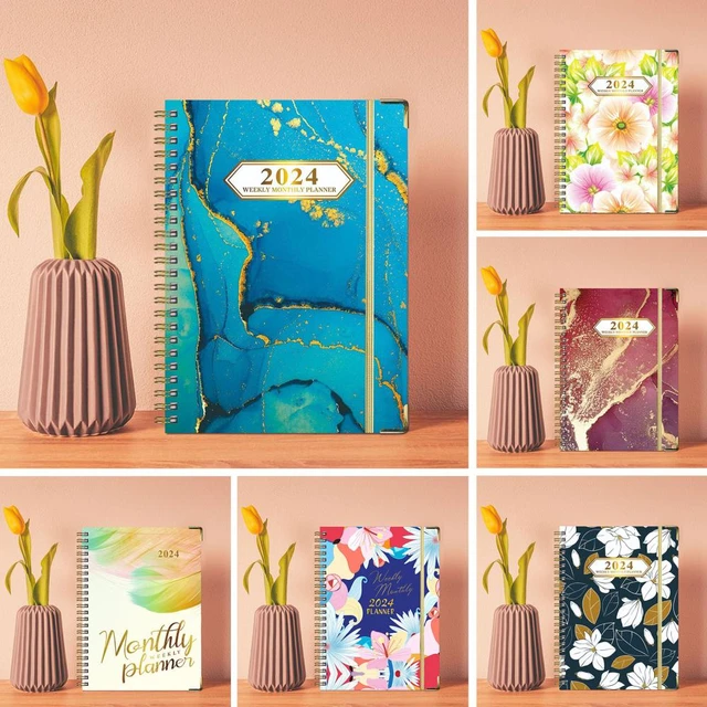 2024 Weekly Monthly Planner 2024 Floral Coil Design Planner Weekly Monthly  Notebook Stationery or School Office Schedule Book - AliExpress