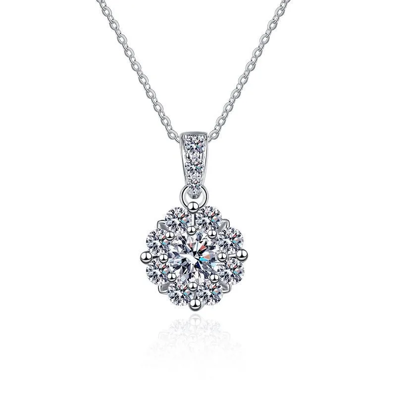 

XL048 Lefei Fashion Trendy Fine Luxury 1 Ct Classic Moissanite Sunflower Necklaces Women Real s925 Sterling Silver Party Jewelry