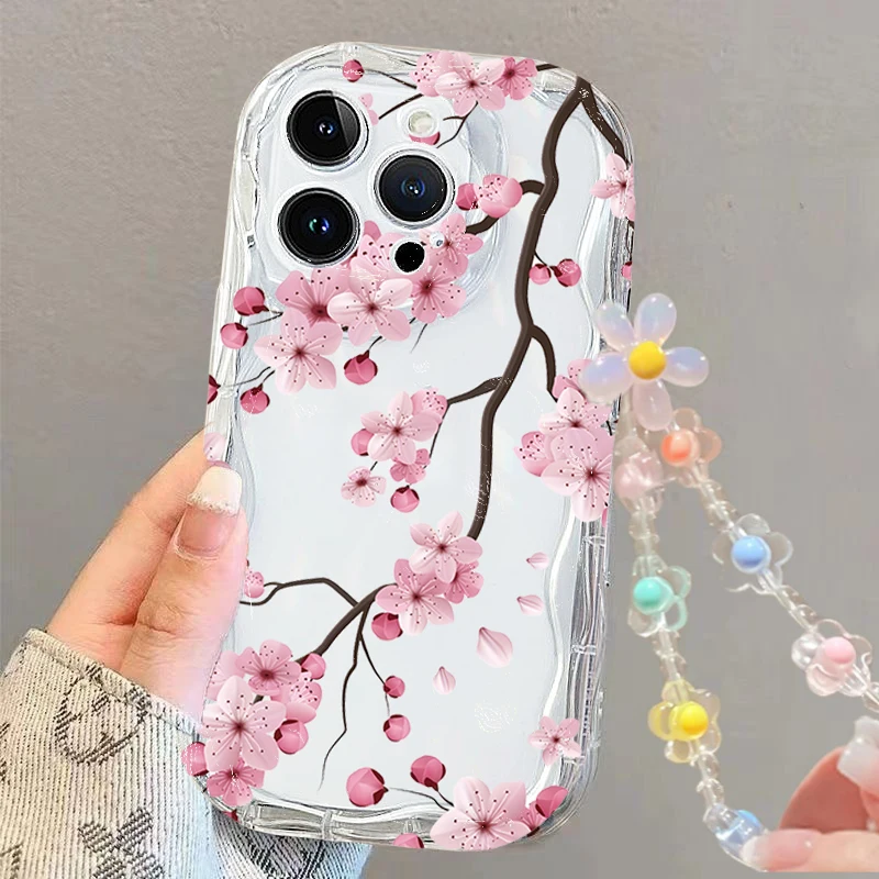 Floral Wrist Strap Phone Case Cover