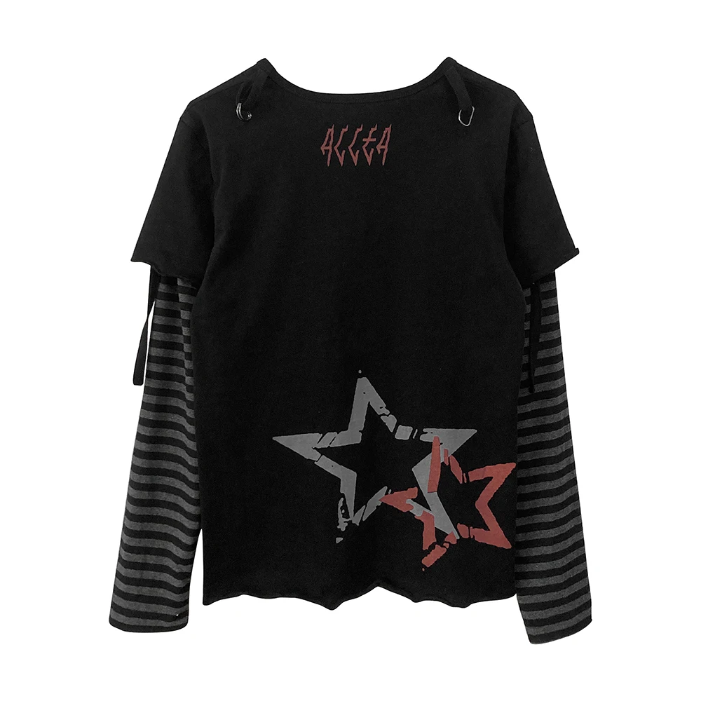 Gothic Punk Star Skull Print Tshirt Harajuku Y2k Women