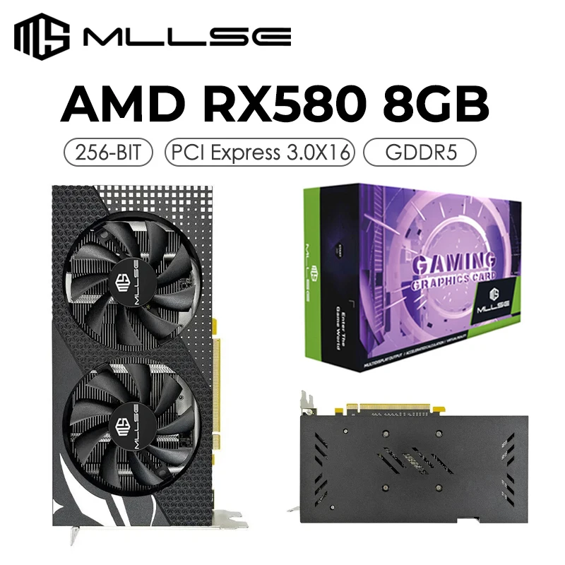 Placa de Vídeo para Jogos Radeon rx 580 8gb 2048sp Gddr5 256 Bits Pci Express 3.0 × 16 Mais Barato