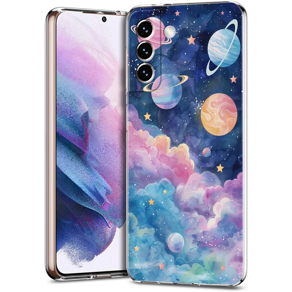 Earth Stars Space-Themed Soft Silicone Clear Phone Case