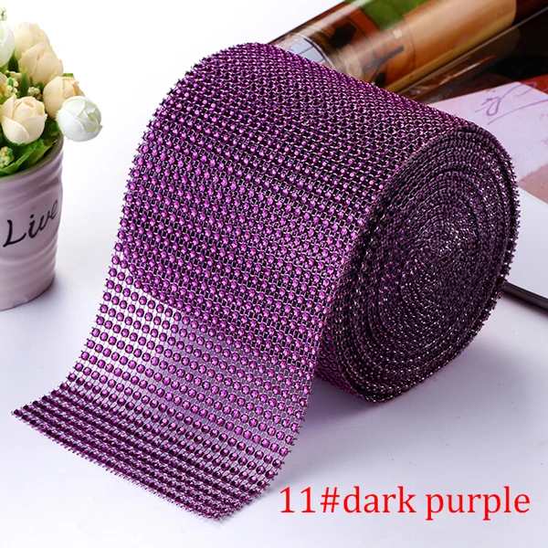 10-Yard Rhinestone Mesh Trim with 24 Rows for DIY Wedding and Party Decoration