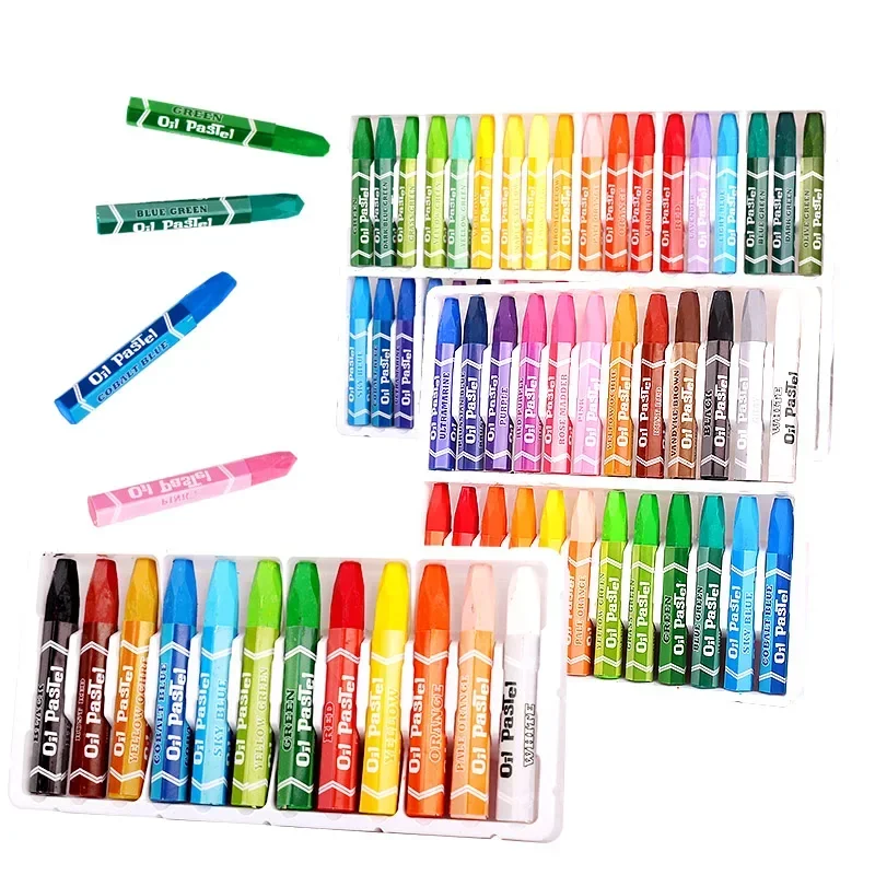 어린이를 위한 12가지 색상 연필 크레용 오일 파스텔 먼지가 없고, 무독성이며, 물 연필로 쉽게 세척할 수 있습니다.