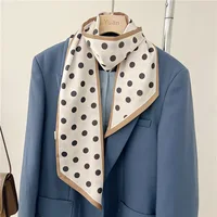 Foulard de cheveux de luxe pour femmes, nouveau Style frais, longue mode, bandeau de marque, sac en soie, ruban Design, serviette de poignet, Foulard 3