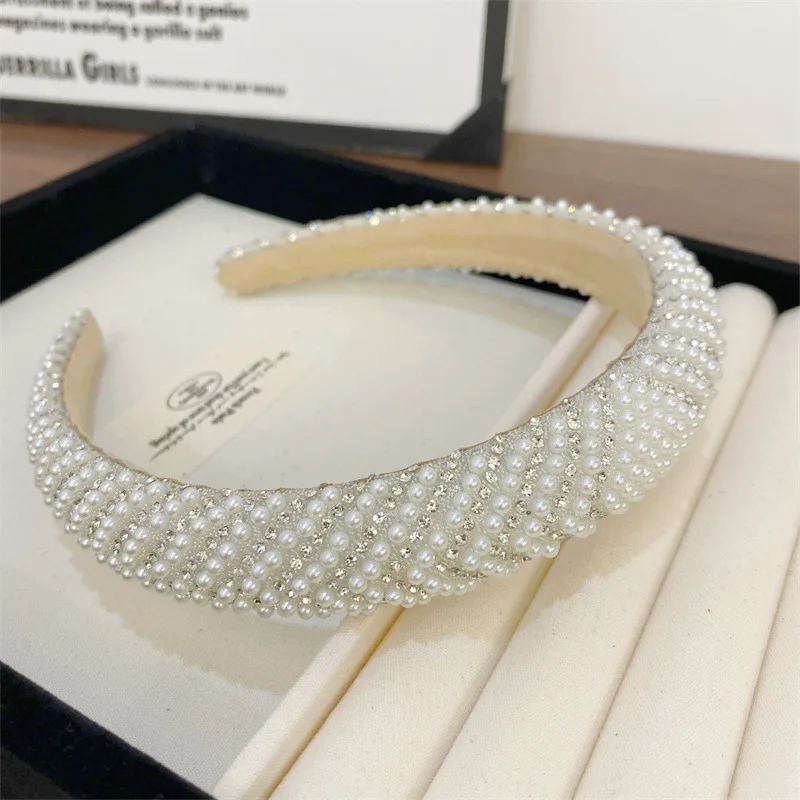 Koreanisches Luxus-Perlen-Stirnband Vollbesetzter Strass-Haarreif Hohe Krone Kopfschmuck Haarband Leichter Luxus Mode Damen Haaraccessoires – Detail 17