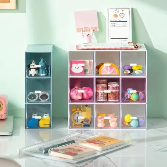 1Pc Stackable Transparent Drawer Storage Box Desktop Cosmetic Tea Bag Stationery Organizer Container 1