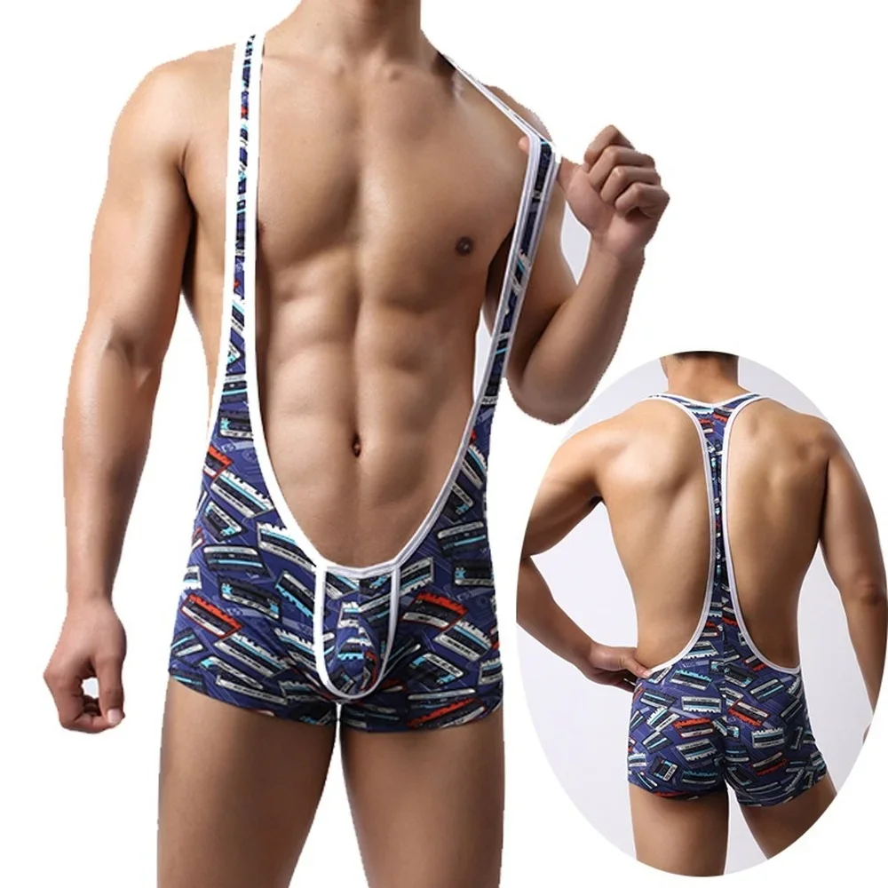 Sexy Mens Undershirts Leotard Sports Bodysuits Jumpsuits One-piece Gay Wrestling Singlet Cotton Soft Underwear Pajamas Homewear