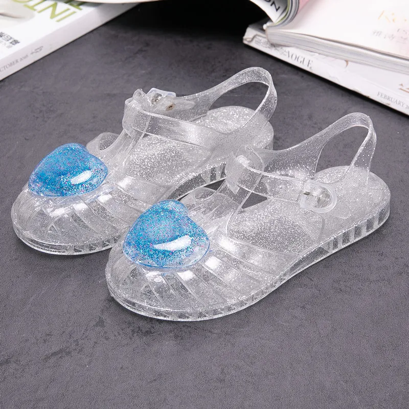MERI AMM LED Lightening Shoes Heart For Princess Dress Up Girls Sandals Daily Jelly baby shoes