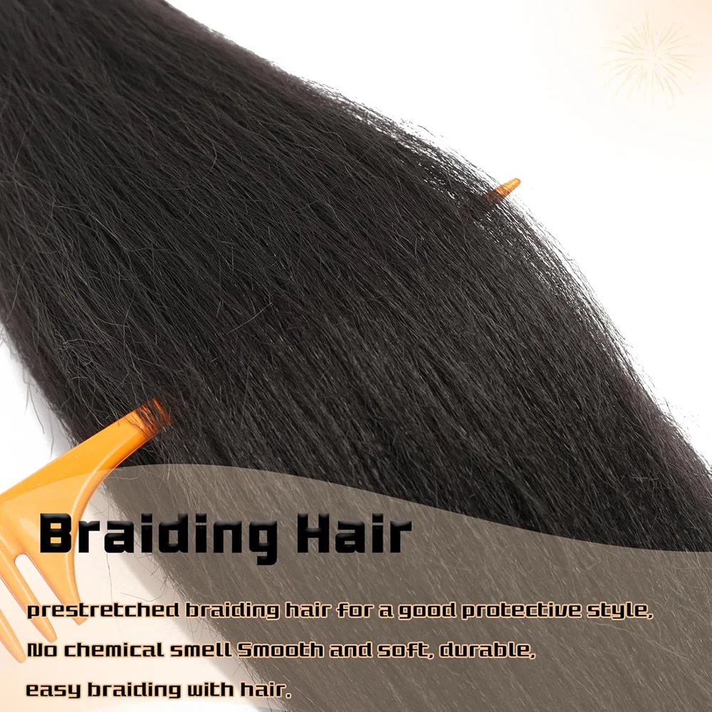 26 Inch Braiding Hair Pre-stretched Braids Hair Professional Hot Water Setting Synthetic Fiber Yaki Texture Braid Hair Extension