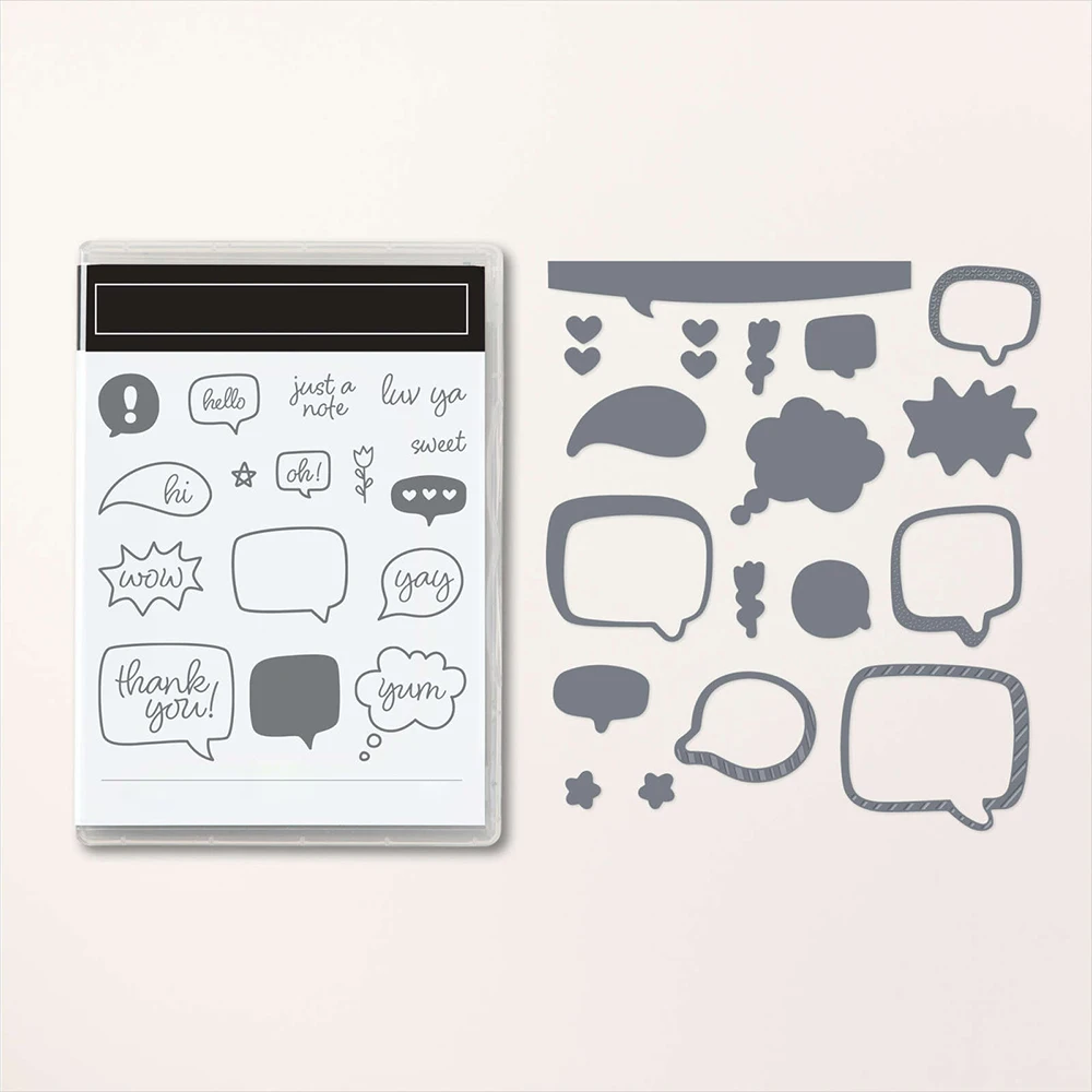 

2023 January-April Mini Catalogue Conversation Bubbles Metal Cutting Dies Set English German Stamps for Paper Cards Crafting
