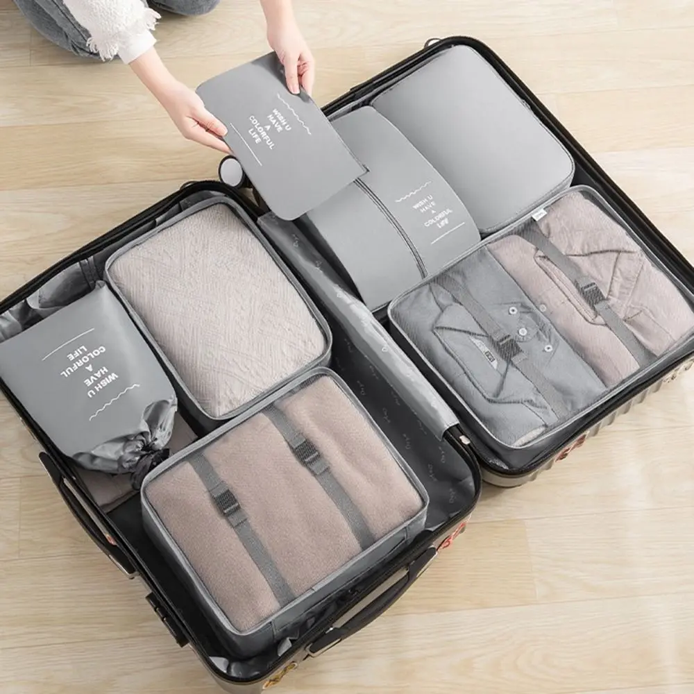 

7PCS/Set Large Capacity Packing Cubes Waterproof Various Sizes Travel Storage Bags Underwear Durable Luggage Clothes Pouch