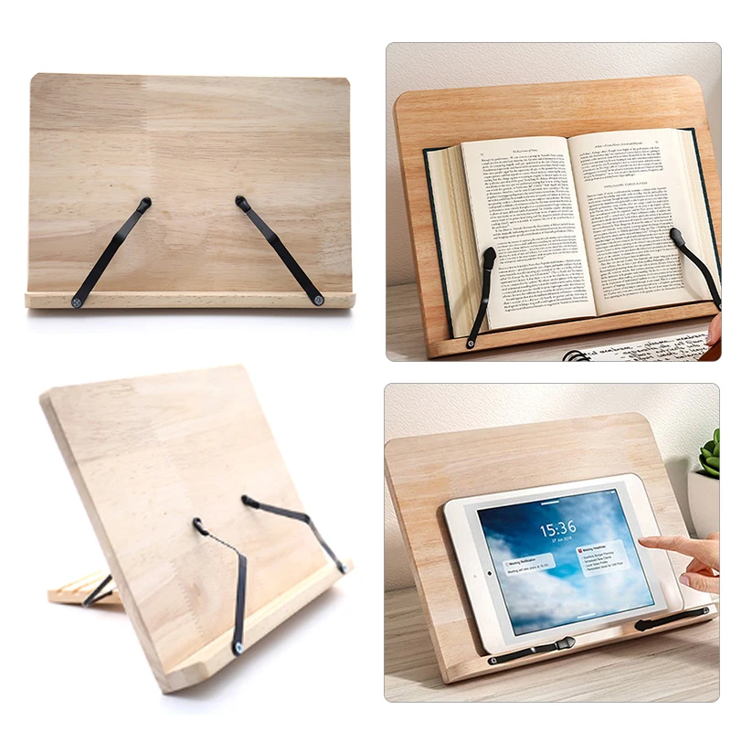 1pc Adjustable Foldable Wood Reading Rest Tablet Book Holder Cook Home Study Room Desk Organizer Reading Stand Book Holder Book Stand Book Organizer