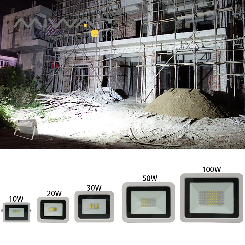 LED 홍수 빛 100W 50W 30W 20W 10W AC 220V 야외 IP68 방수 반사판 스포트라이트 가로등 벽 램프 정원 조명