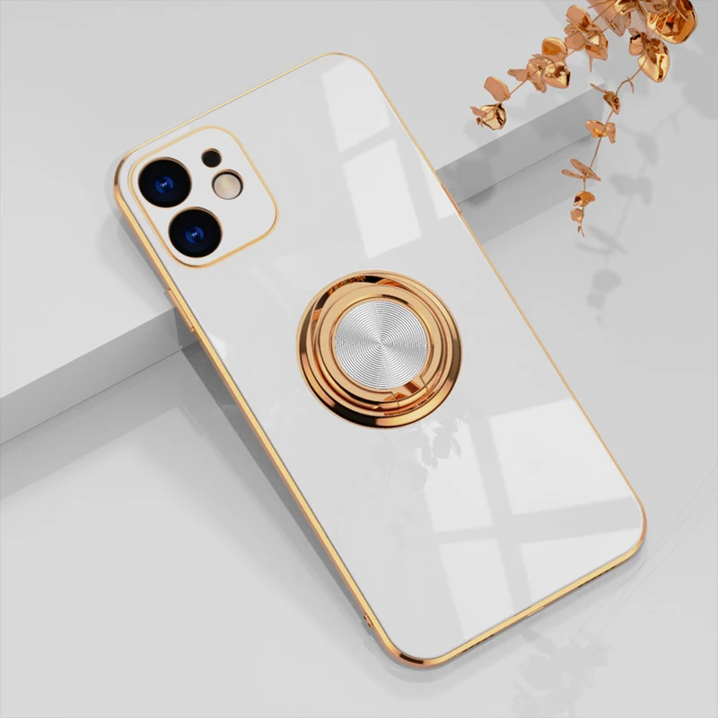 Luxury Plating Metal Ring Holder Shockproof Case For Infinix Smart