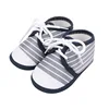 Spring Summer 0-1 Year Old Baby Single Shoes Stripe Lace up Cloth Shoes Soft Sole Newborn Infant Walking Shoes 2