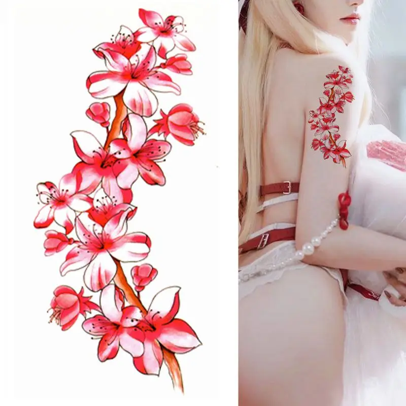 

Temporary Tattoo Flower Arm Colorful Flowers Beautiful Sexy Waterproof Tattoo Sticker Festival Fake Tattoos Hotwife Art Stickers