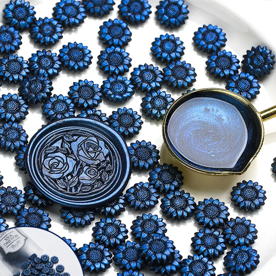 Sunflower Sealing Wax 100pcs Aurora Color Wax Beads DIY Envelope Letter Wedding Invitation Scrapbooking Flashing Sealing Stamp