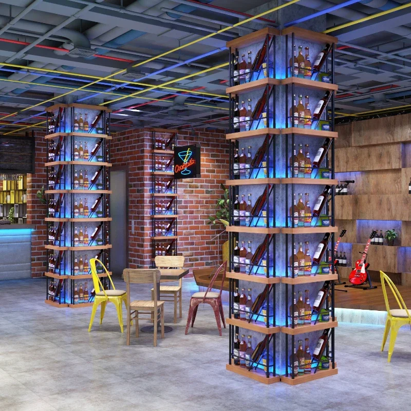 Partition Creative Bar Cabinet Iron Art Wall Mounted Fashion Modern Wine Rack Shelving Mueble Bar Nightclub Furniture