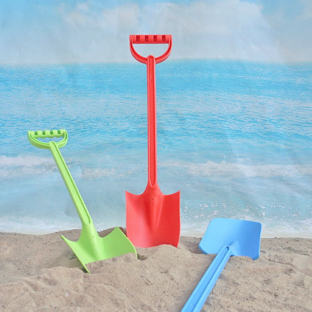 Children Wood Stick Beach Shovel Play House Stainless Steel Pointed Snow Thickened Plastic Shovel Outdoor Toy Kids Gift 6