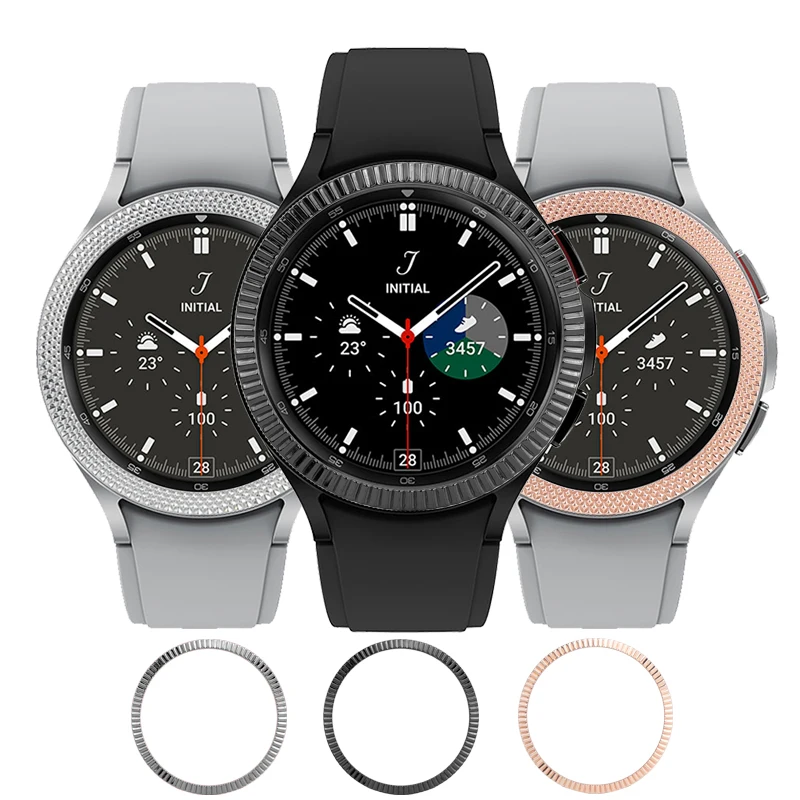 

Metal Bezel for Samsung Galaxy Watch 4 5 40mm 44mm Classic 42mm 46mm Watch3 41mm 45mm Cover Protection Ring Bumper Adhesive Case