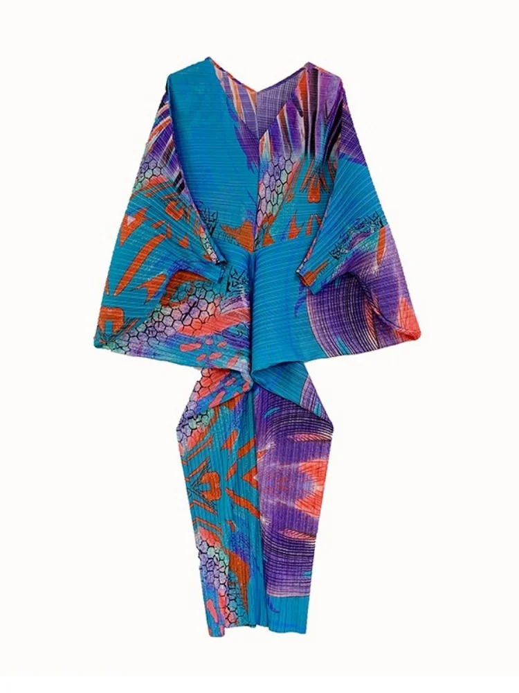 Wmstar Women Dresses Wholesale Pleated Bat Sleeve Dress Spring and Summer New Print Bottoming Long Dress Drop Shopping New Style