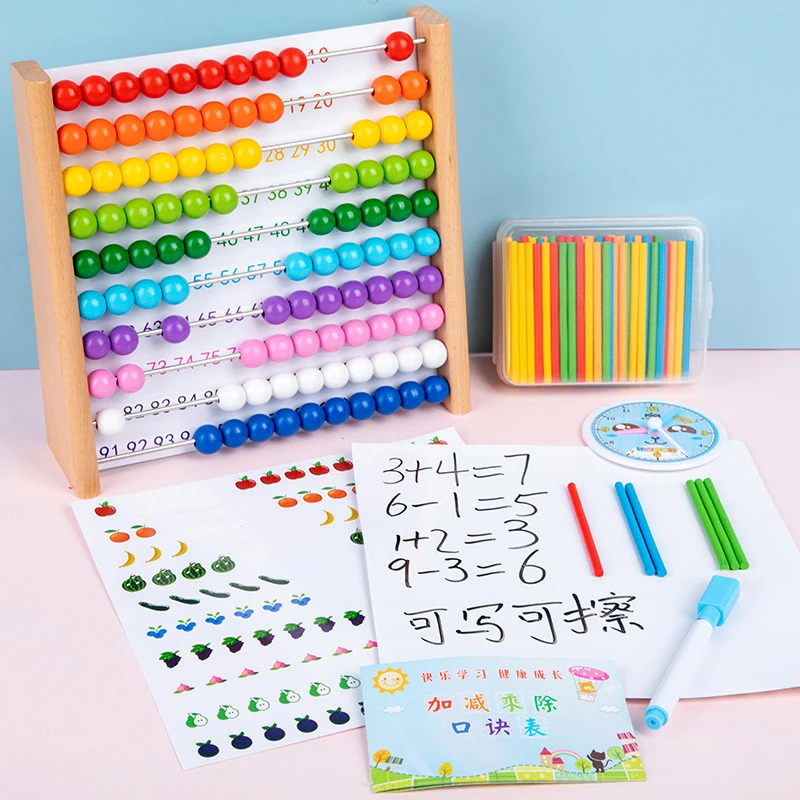 

Montessori Children Abacus Learning Stand Wooden Toys Counting Cognition Board Teaching Aids Early Education Math Toys Kids Gift