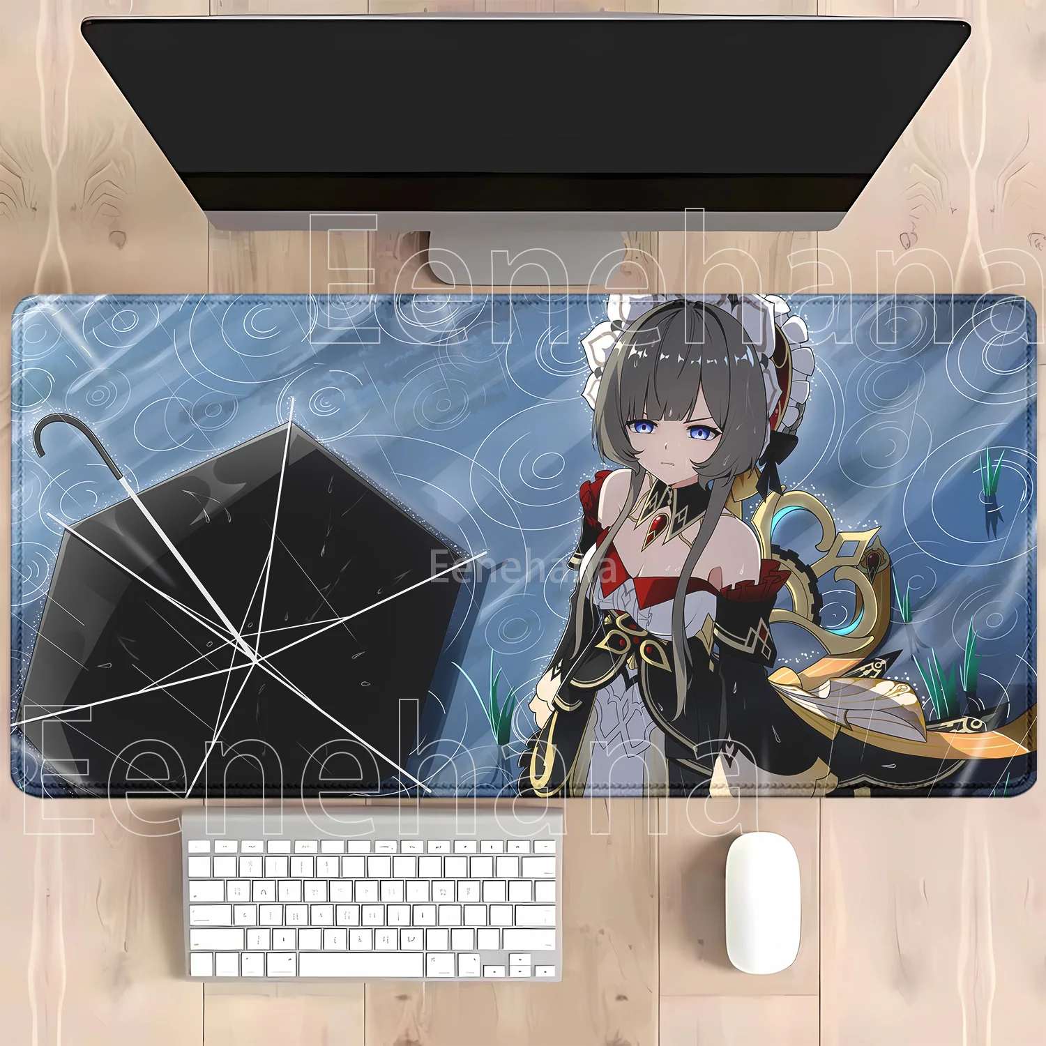 Genshin Impact Anime Kawaii Girl Gaming Mouse Pad - HD Print Desk Mat, Rubber Office Carpet with Overlock Edges