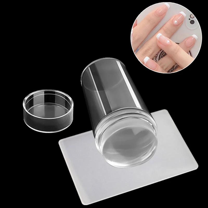 2개/세트 네일 아트 실리콘 프렌치 스탬프 스크레이퍼 세트 (투명 대형 스크레이..