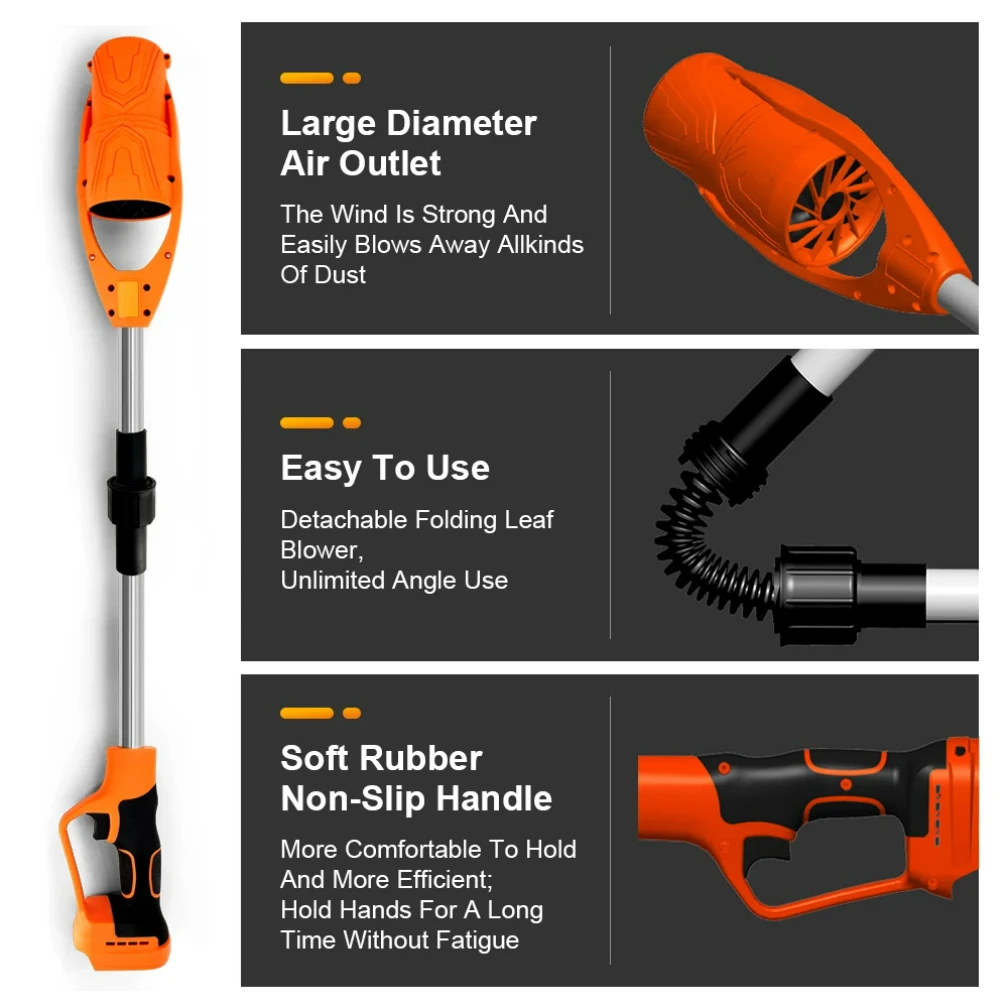 무선 전기 에어 블로워 브러시리스 낙엽 블로워 먼지 수집기 접이식 정원 잔디 먼지 청소기 마키타 18V 21V 배터리용