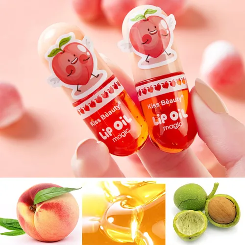 모이스처라이징 립 글로스 복숭아 방수 글로스, 오래 지속됨, 끈적이지 않음, 내추럴 한국 립 틴트, 데일리 메이크업 립 프라이머 플럼퍼 3