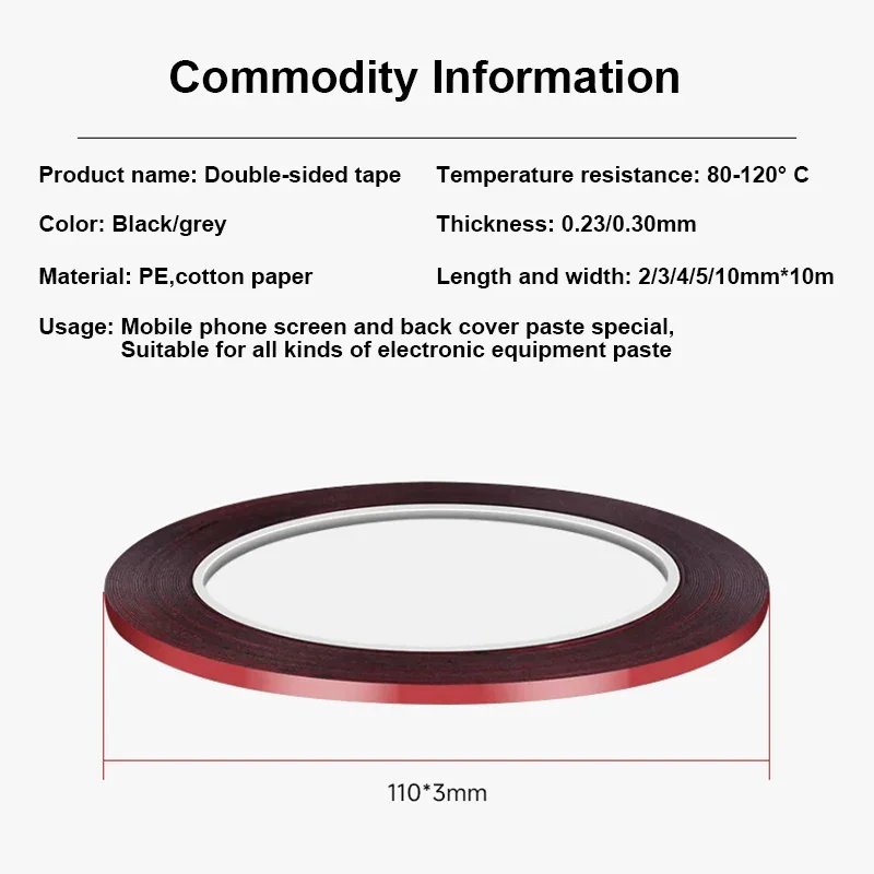 Mobile Phone Repair Double Side Tape Cellphone Touch Screen LCD Pannel 3mm Self Adhesive Foam Sticker Fix 10M