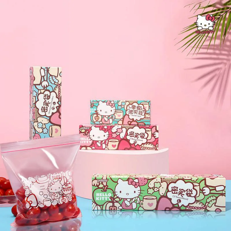 

Новый милый герметичный пакет для холодильника Sanrio Hellokitty, утолщенный пакет для хранения пищевых продуктов, Мультяшные Аниме Игрушки для девочек