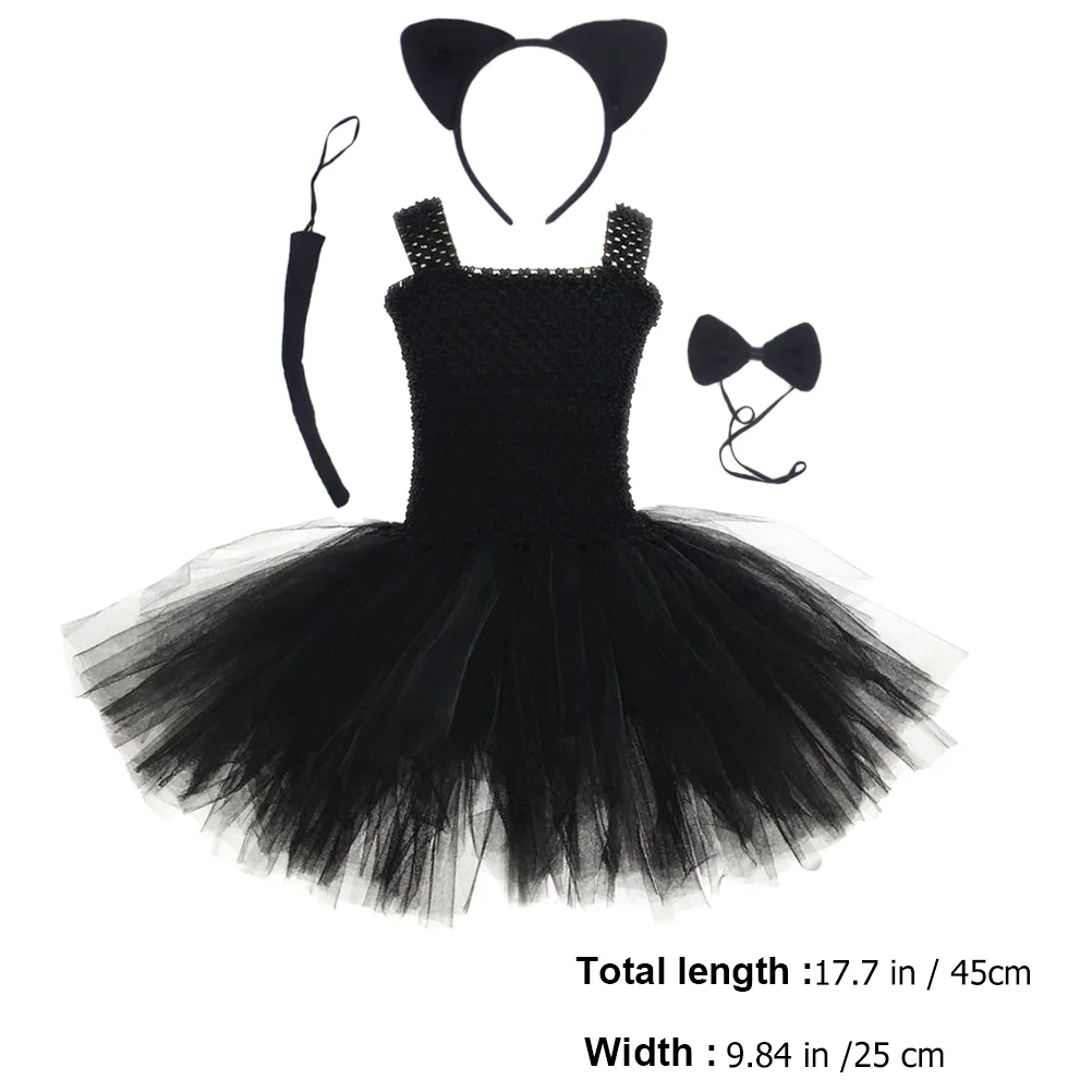 Cat Skirt Suit Halloween Tutu Kids Cosplay Dress Festival Costumes Performing Children's Kit Black Girl girls dress,princess costume