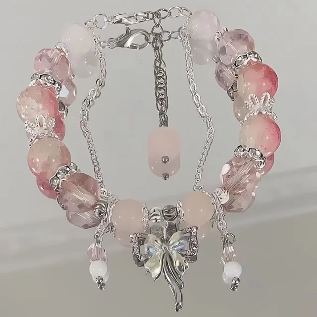 New Simple Beads Crystal Bracelet For Women Girls Korean ins Flower Fox Feather Tassel Bracelets Best Friend Jewelry Gifts 2024 2