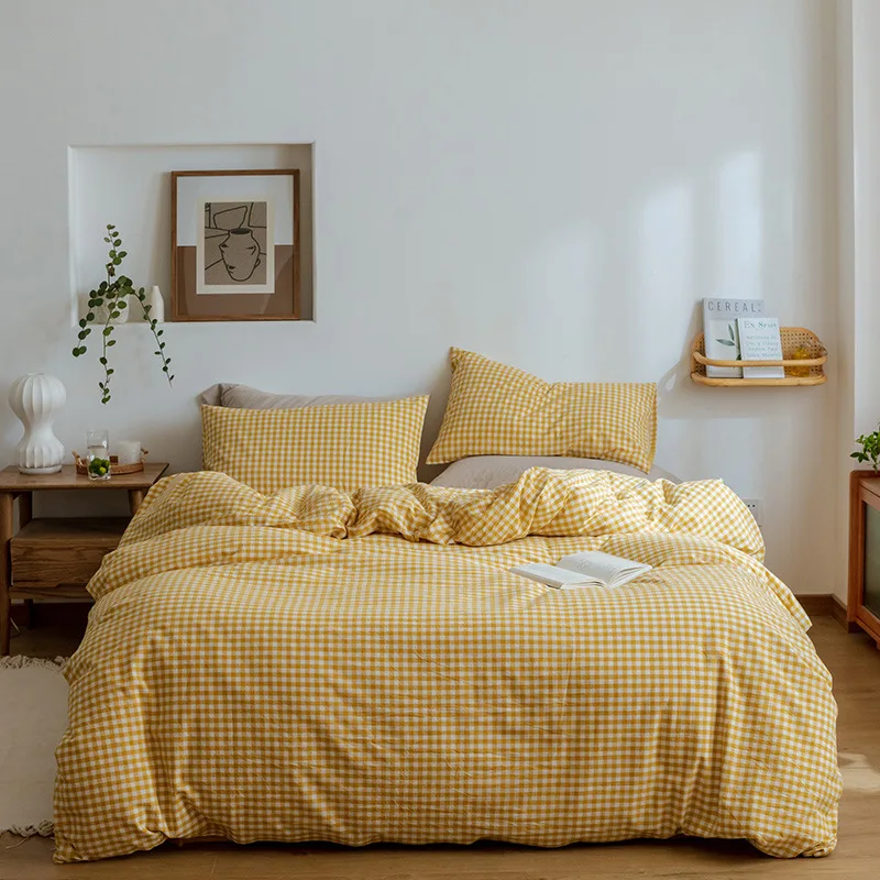 Cotton Duvet Cover Plaid Bedding Set bedding set