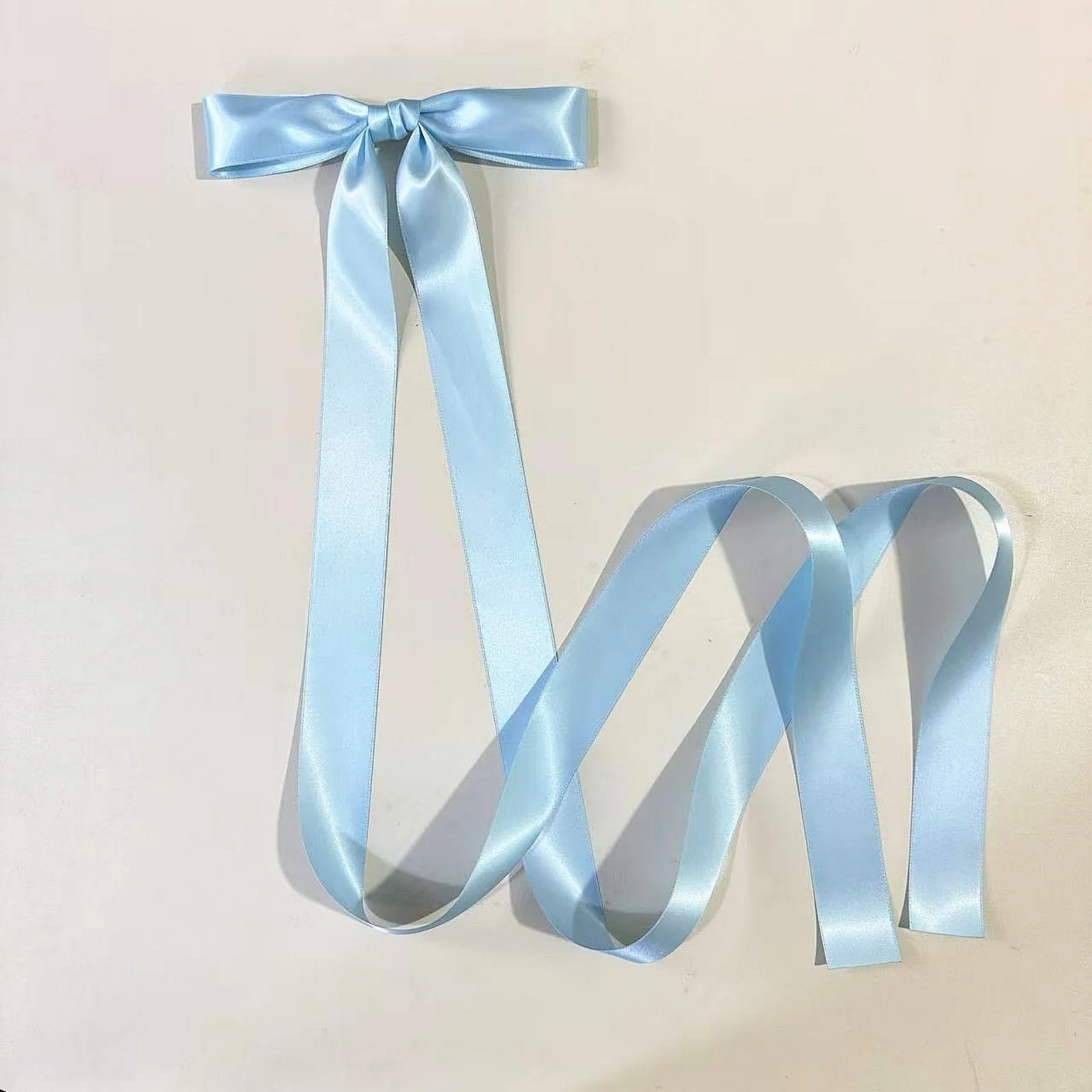 1PC Red Satin Bow Hair Ribbon, Long Tie Hair Accessory, Stylish School Style Hair Decor, Trendy Daily Outfit Matching Ribbon