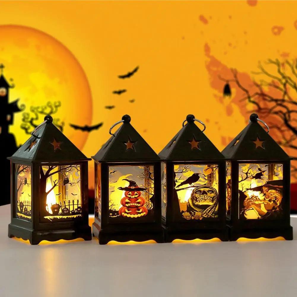 

Halloween Pumpkin Castle Decorative Lamp Simulated Flame LED Light Small Hand Lantern For Holiday Outdoor Bar Garden Decoration