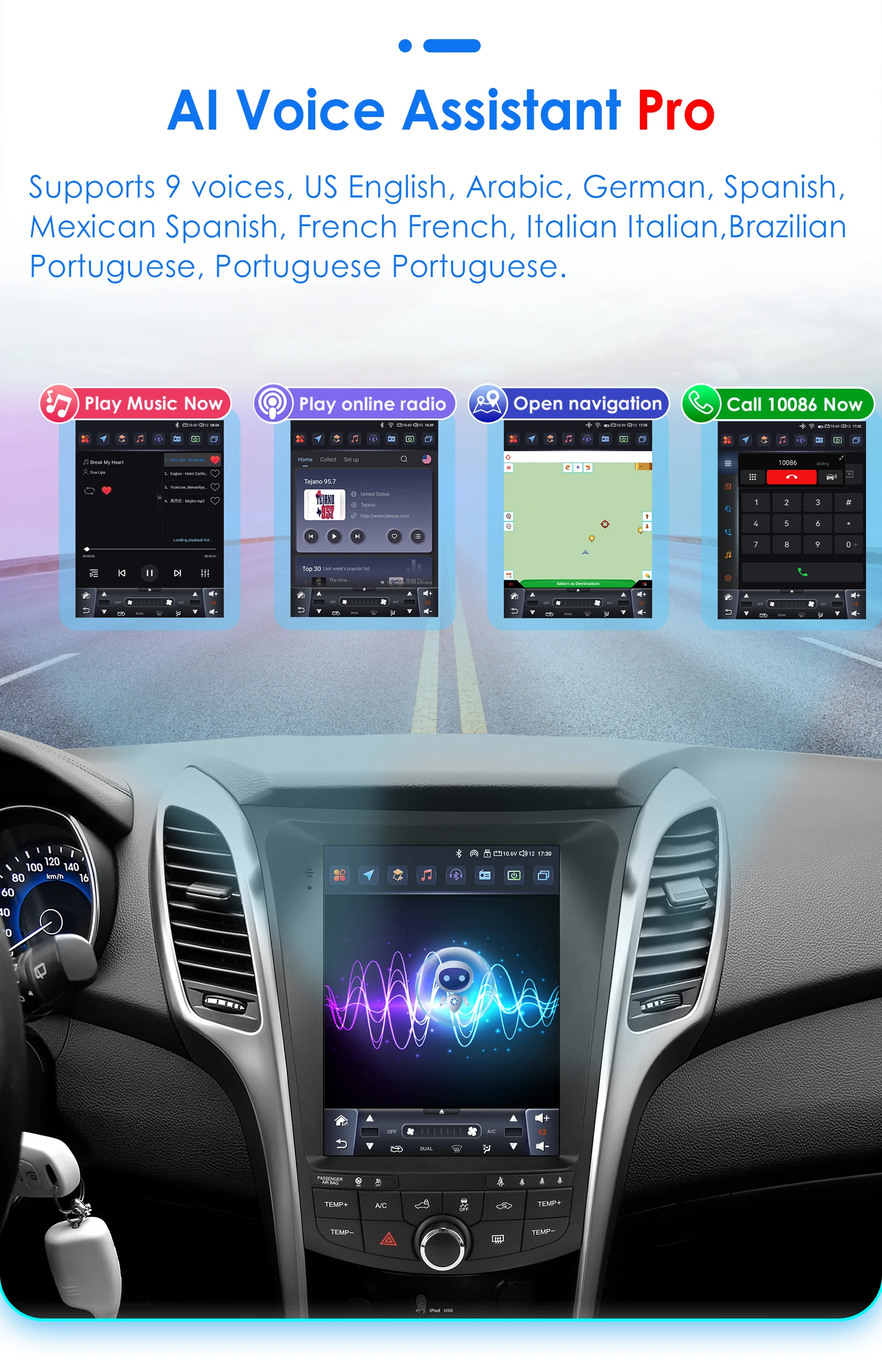 Hizpo 9,7 "Carplay Android intelligente Auto radio Für Hyundai l30 Elantra GT 2011-2017 für Tesla Stil vertikale Bildschirm GPS 4G BT – Detail 18