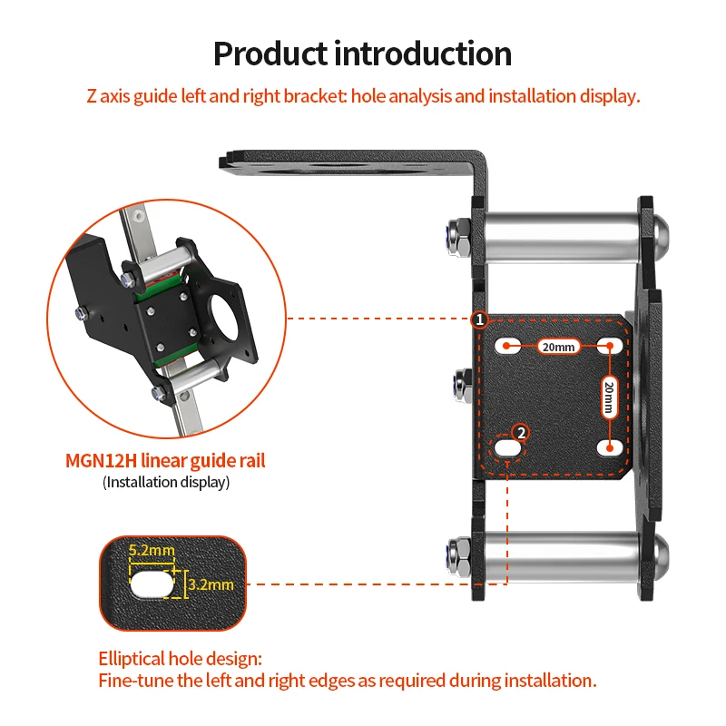 Parafuso de Esfera Duplo Z-axis Mgn12h Trilho Linear Guia Fixação Placa Suporte de Montagem para Ender3 v2 Ender3 Pro Cr10 3d Impressora Atualização 1204 - Imagem 3