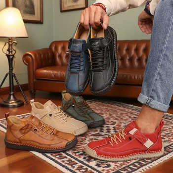 الرجال منتصف أعلى الأحذية العارية الفاخرة العلامة التجارية لينة سوليد المتسكعون الأزياء النمط البريطاني اليدوية الجلود مسطحة القاع أحذية رجال الأعمال 5