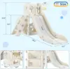 Kids Slide L-Shaped, 5 in 1 Slide Climber for Toddler, with Ball & Hoop,Storage Space and Non-Slip Steps,In/Outdoor Baby Playset 4